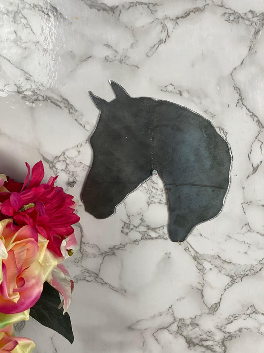 Horse Head Wall Art Metal Sign Brushed Steel Home Wall Hanging Present Gift image 0