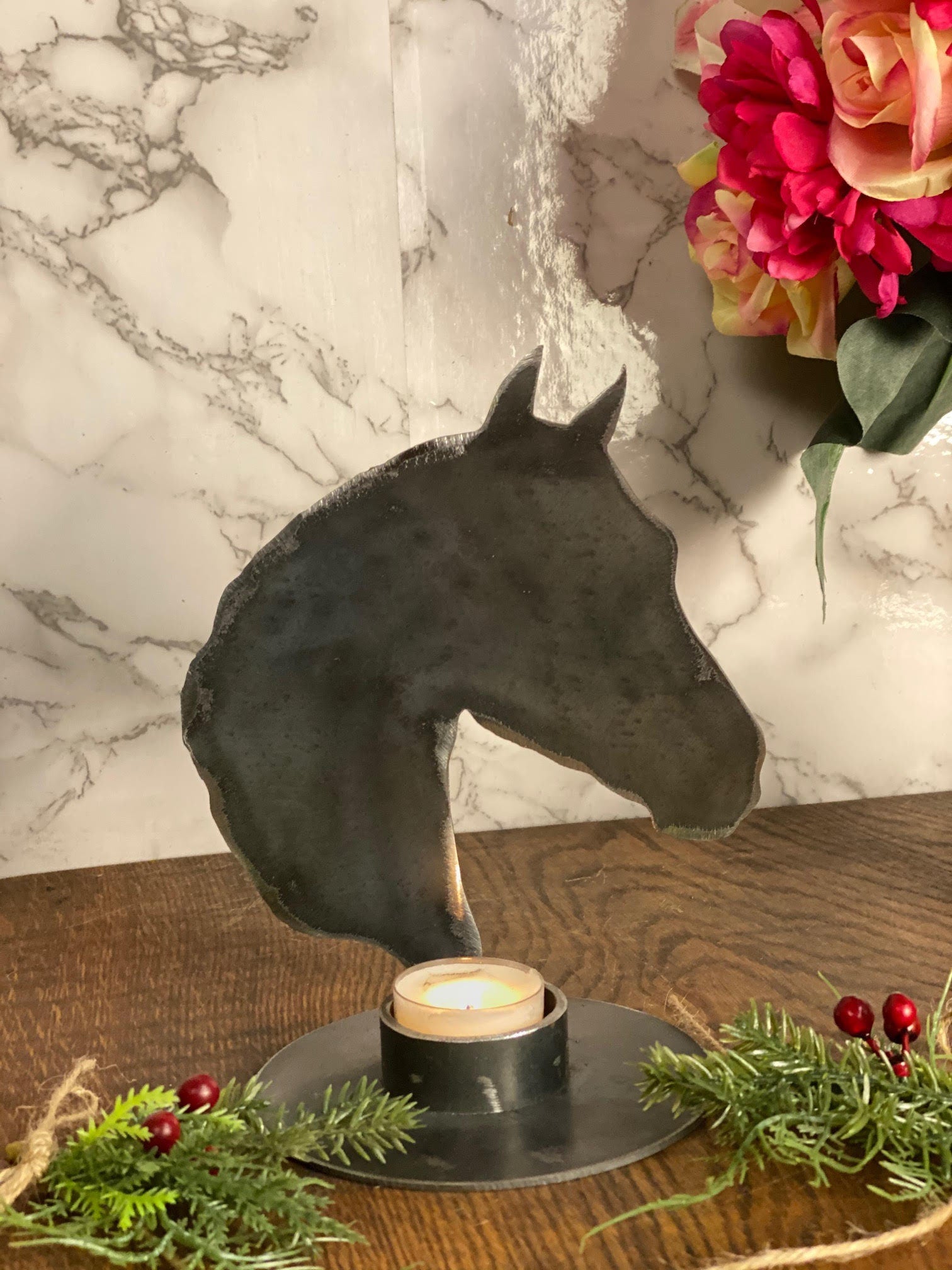 Horse Head Candle Holder Pony Equestrian Equine Pet Memorial Present Holiday C image 3