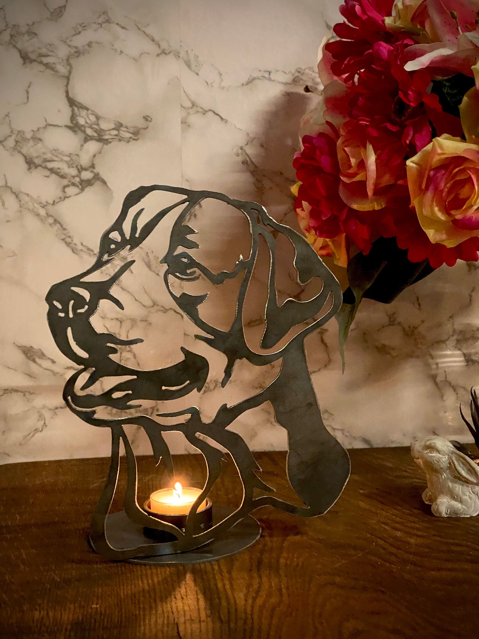 Labrador Candle Holder Gun Working Dog Pet Memorial Present Gift Holiday Candl image 0
