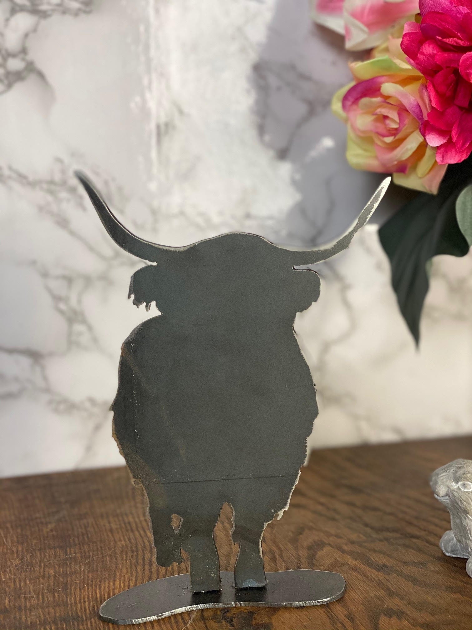 Highland Cow Moo Farming Beef Cattle Brushed Steel Metal Art Home Interior Des image 1