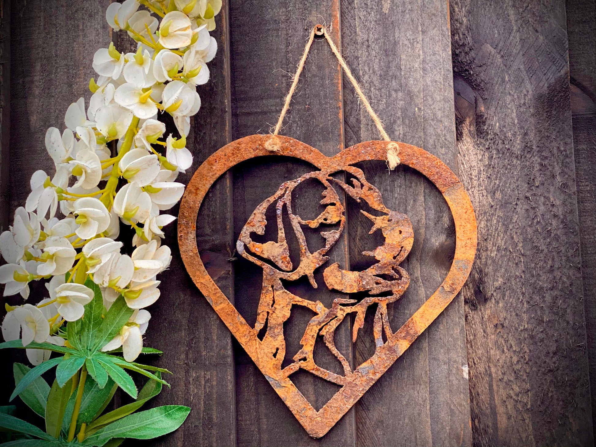 Love Heart Labrador Dog Pet Memorial Rustic Rusty Art Wall Hanging Present Gif image 0