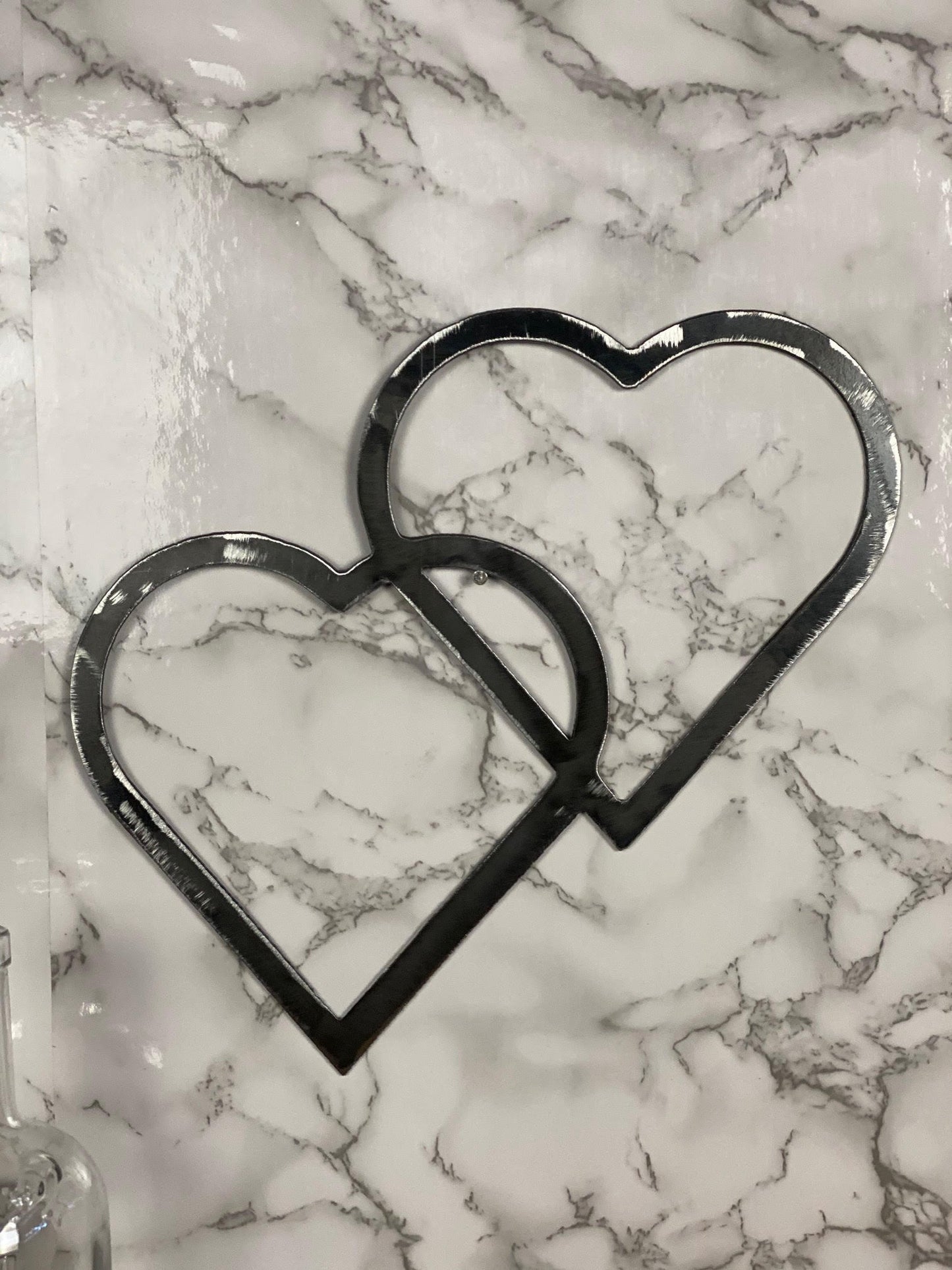 Love Heart Geo Shapes Brushed Steel Wall Art Modern Home Design Present Gift I image 0