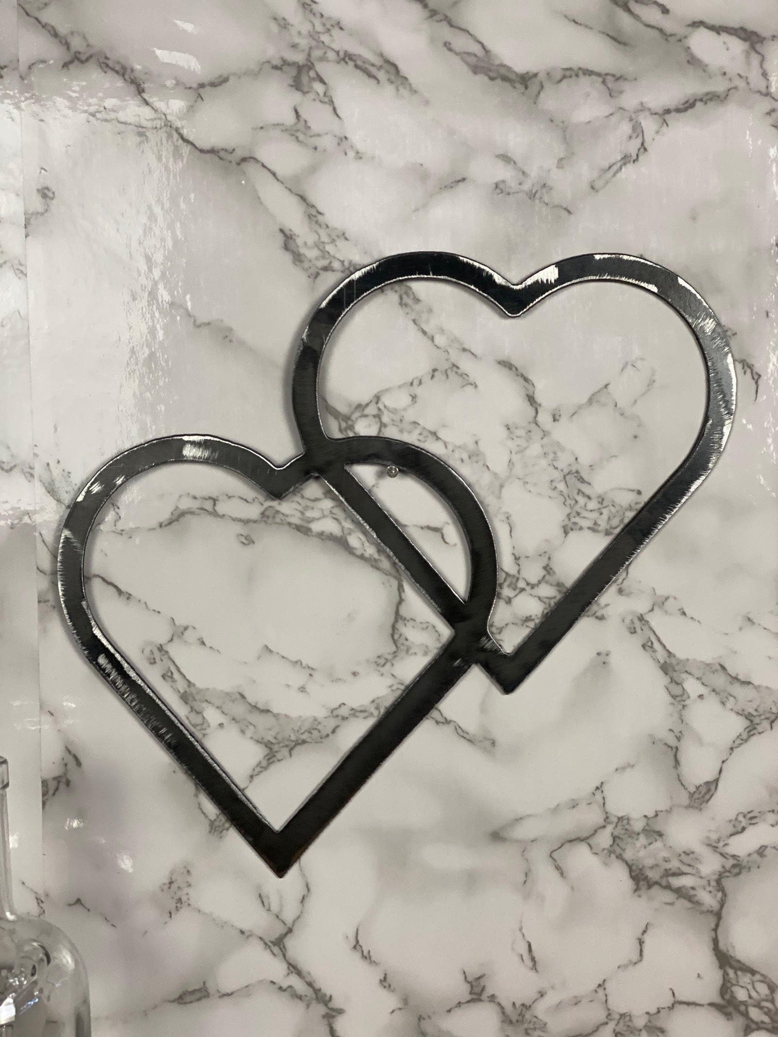 Love Heart Geo Shapes Brushed Steel Wall Art Modern Home Design Present Gift I image 0