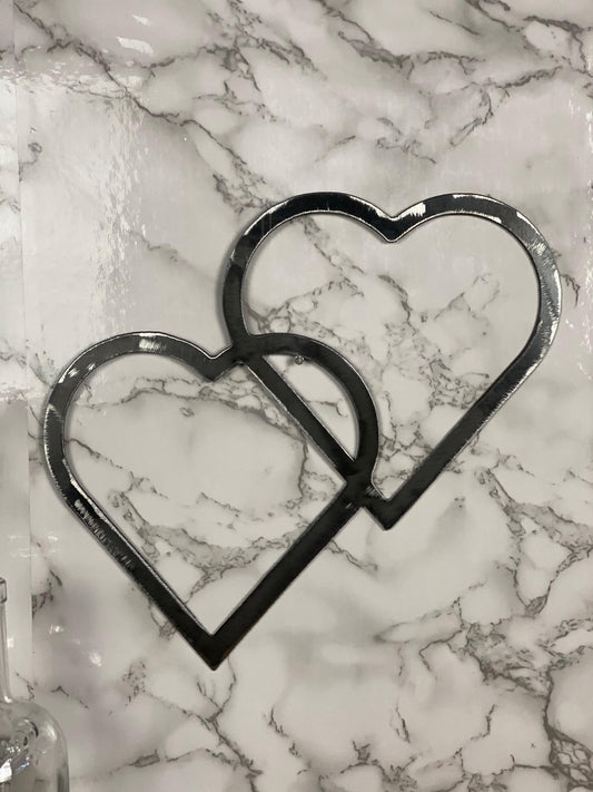 Love Heart Geo Shapes Brushed Steel Wall Art Modern Home Design Present Gift I image 0