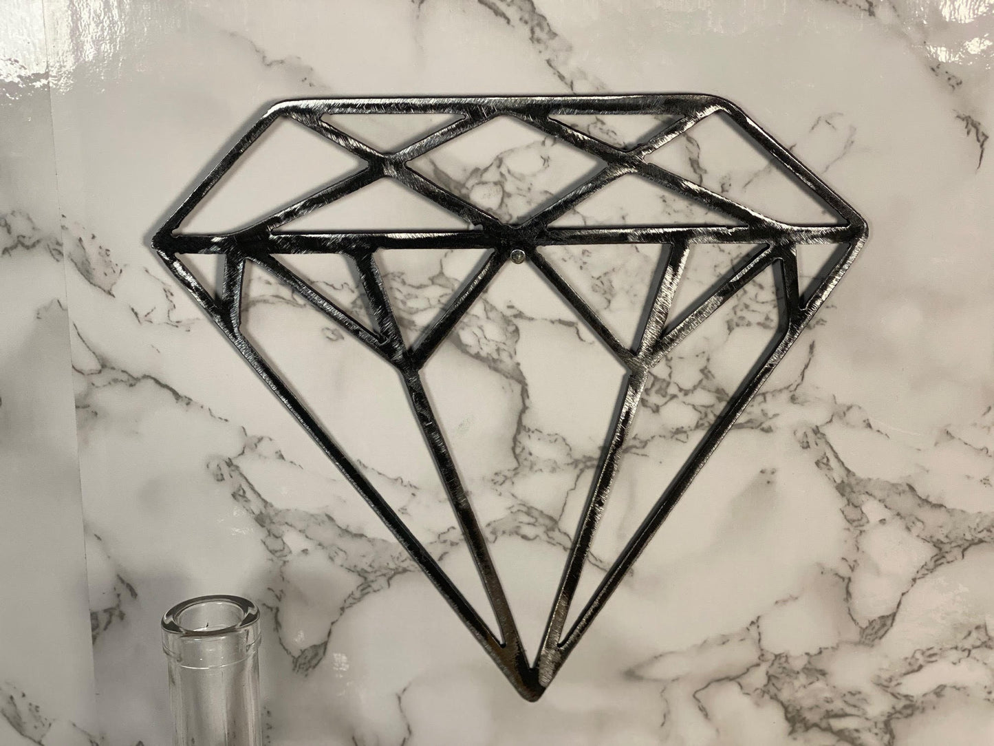Geometric Diamond Bling Shapes Brushed Steel Wall Art Modern Home Design Prese image 1