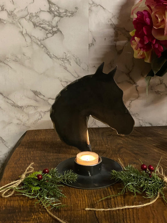 Horse Head Candle Holder Pony Equestrian Equine Pet Memorial Present Holiday C image 0