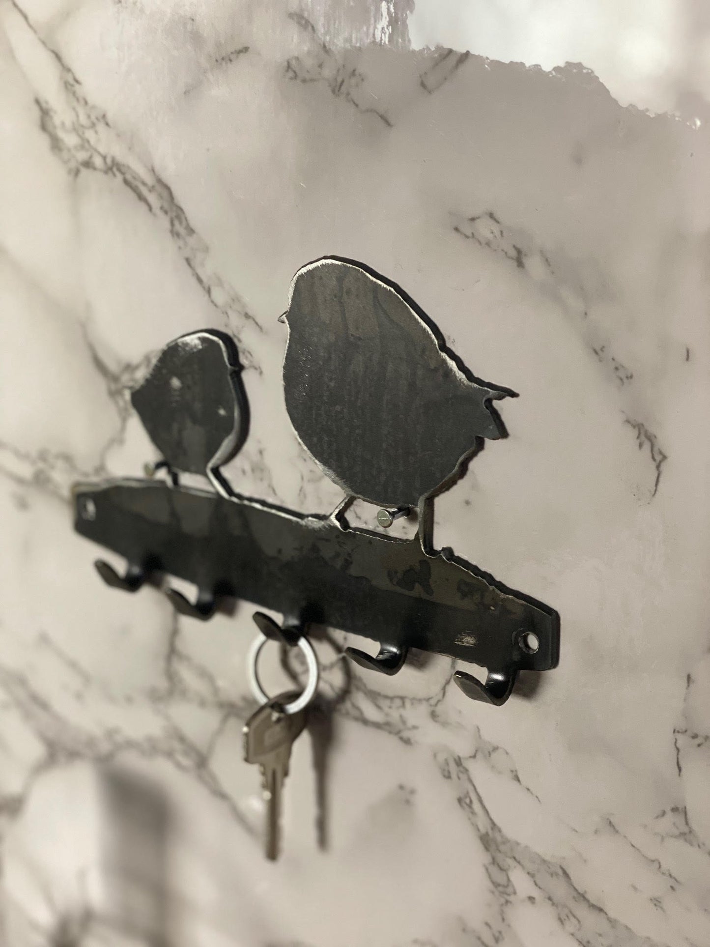 Robin And Baby Bird Key Hook Key Rack Brushed Steel Home Design Present Gift I image 2