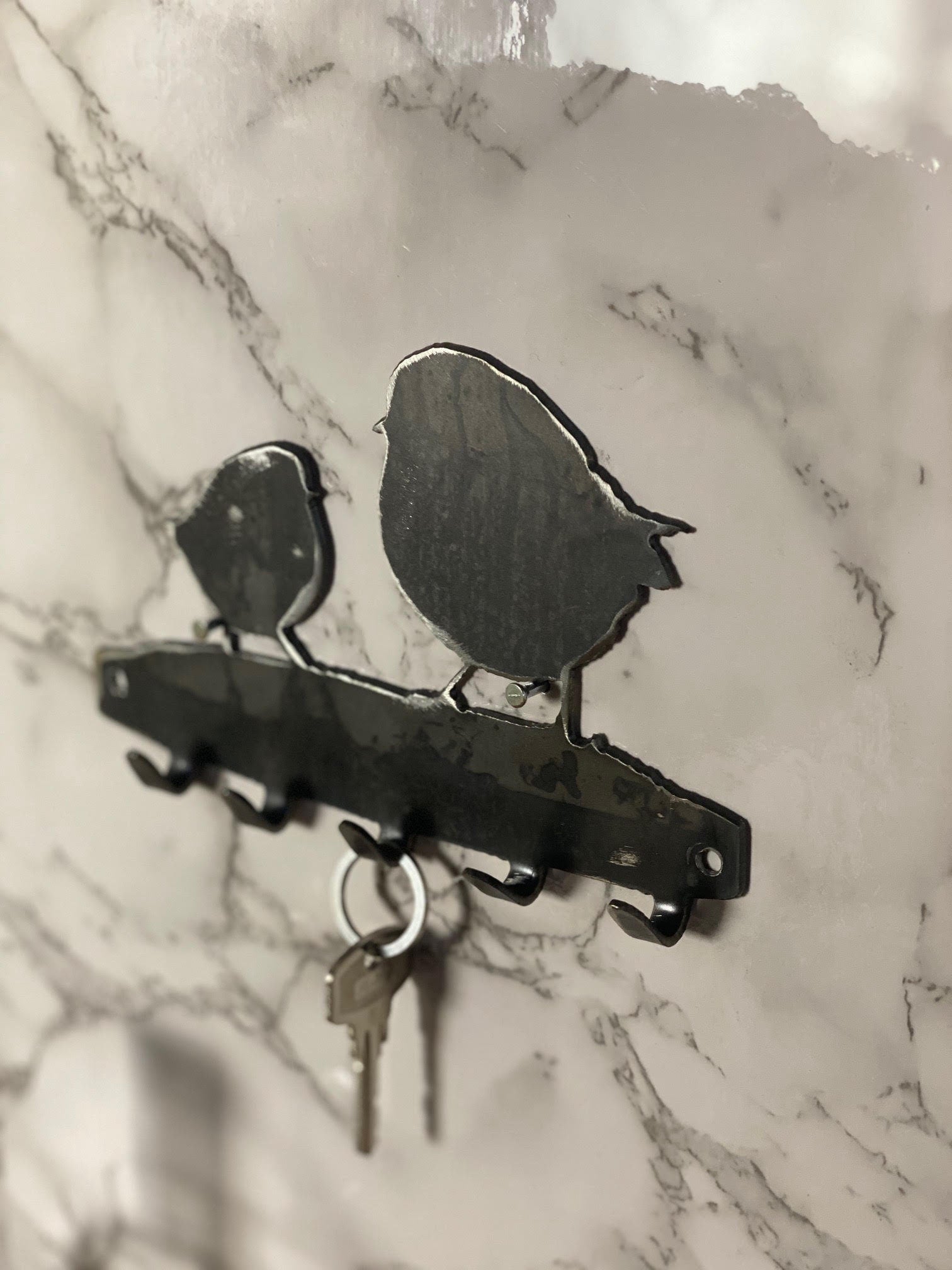 Robin And Baby Bird Key Hook Key Rack Brushed Steel Home Design Present Gift I image 2