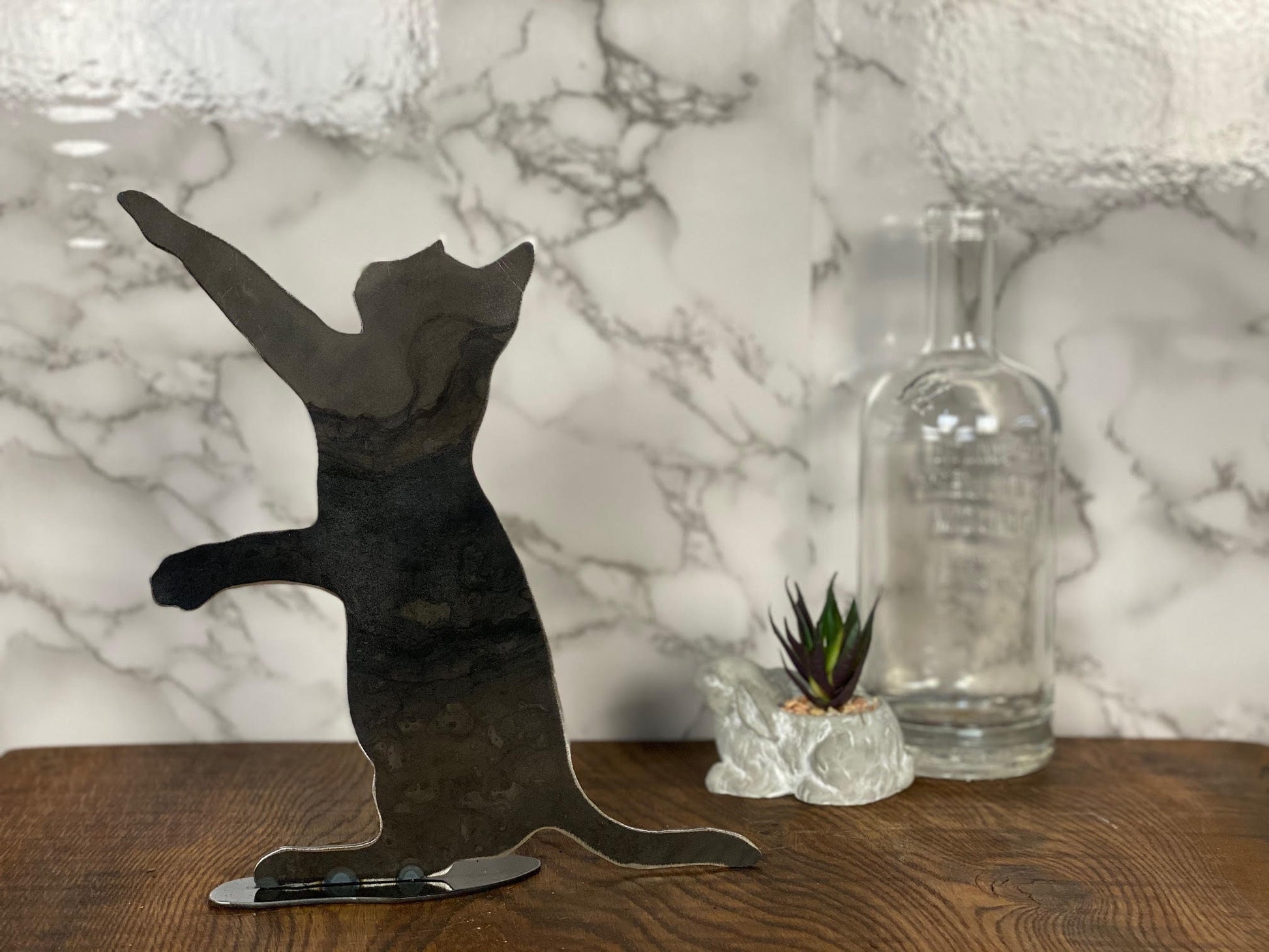 Cat Feline Pussy Cat Playing Brushed Steel Art Home Interior Design Present Gi image 3