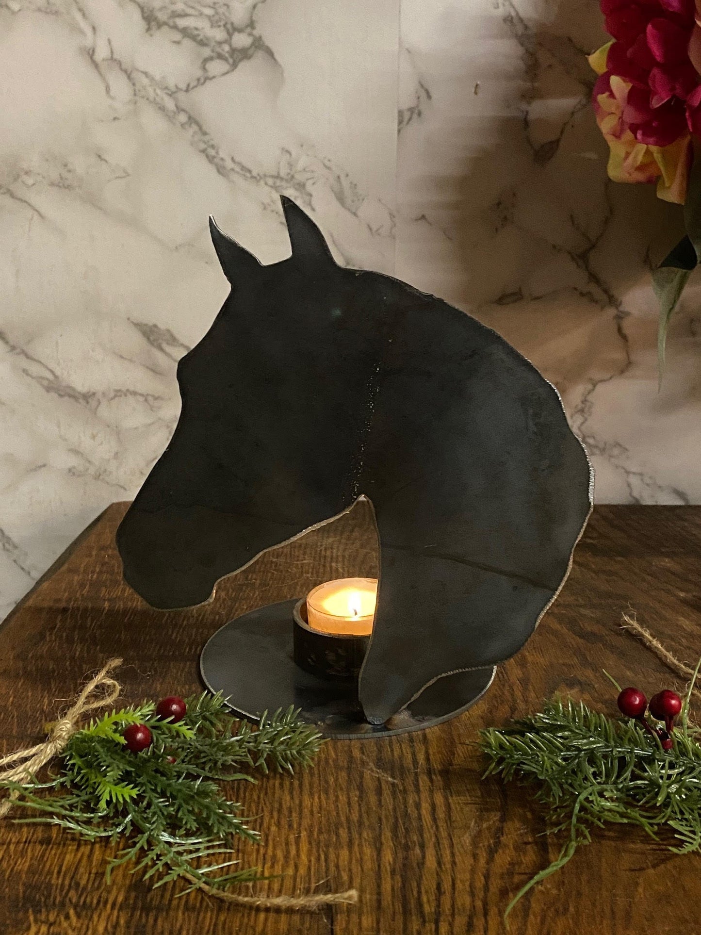 Horse Head Candle Holder Pony Equestrian Equine Pet Memorial Present Holiday C image 2