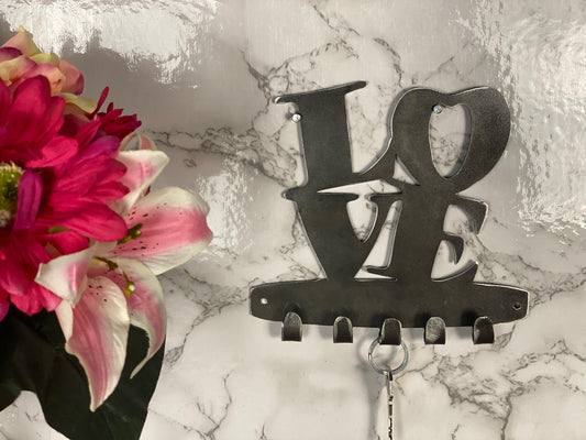 LOVE Love Home Sweet Home Hearts Key Hook Key Rack Brushed Steel Home Design P image 0