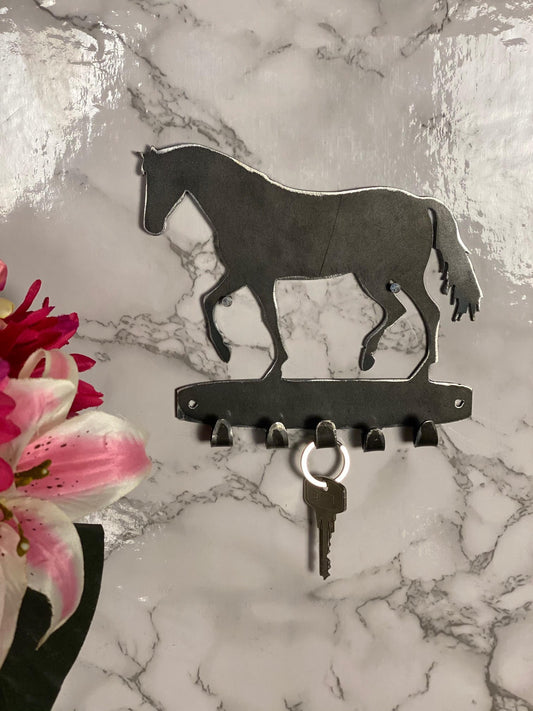 Horse Pony Equestrian Equine Modern Art Key Hook Key Rack Brushed Steel Home D image 0