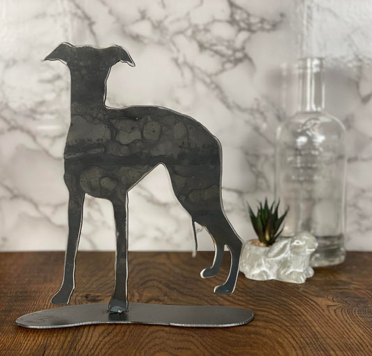 Whippet Standing Greyhound Dog Racing Brushed Steel Home Decor Interior Design image 0