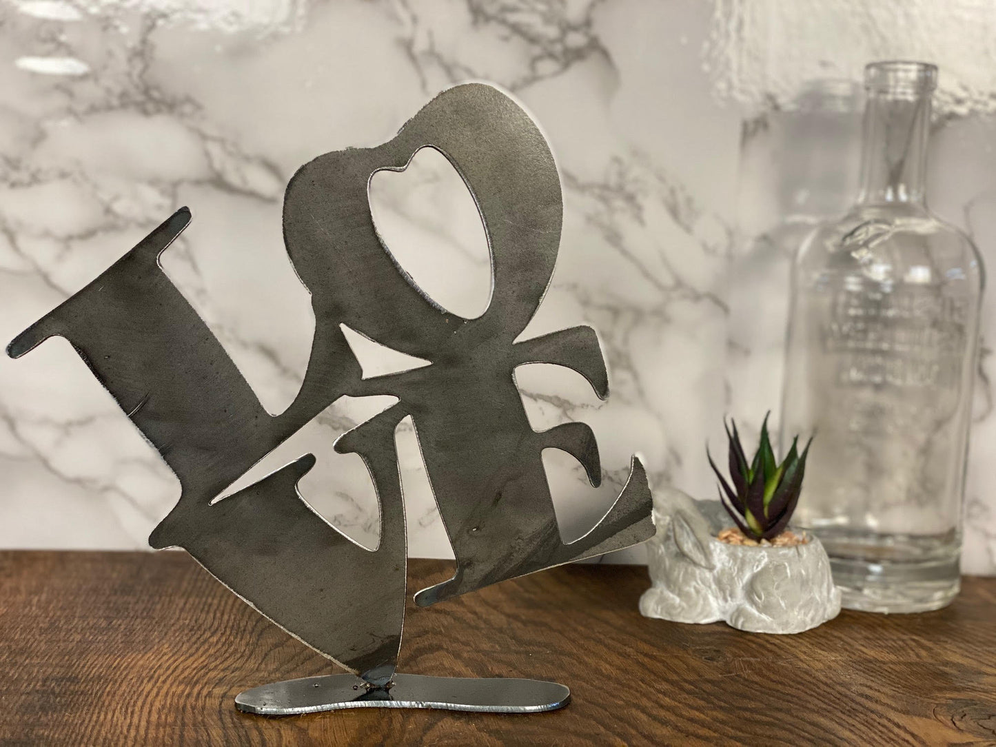 LOVE Love Brushed Steel Art Home Interior Design Present Gift Ideas image 2