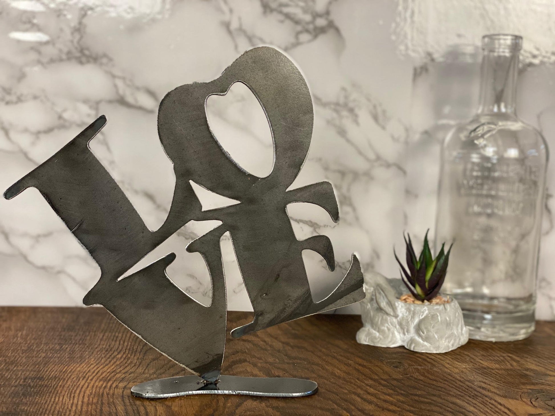 LOVE Love Brushed Steel Art Home Interior Design Present Gift Ideas image 2