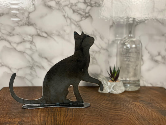 Cat Feline Pussy Cat Paw Brushed Steel Art Home Interior Design Present Gift I image 0