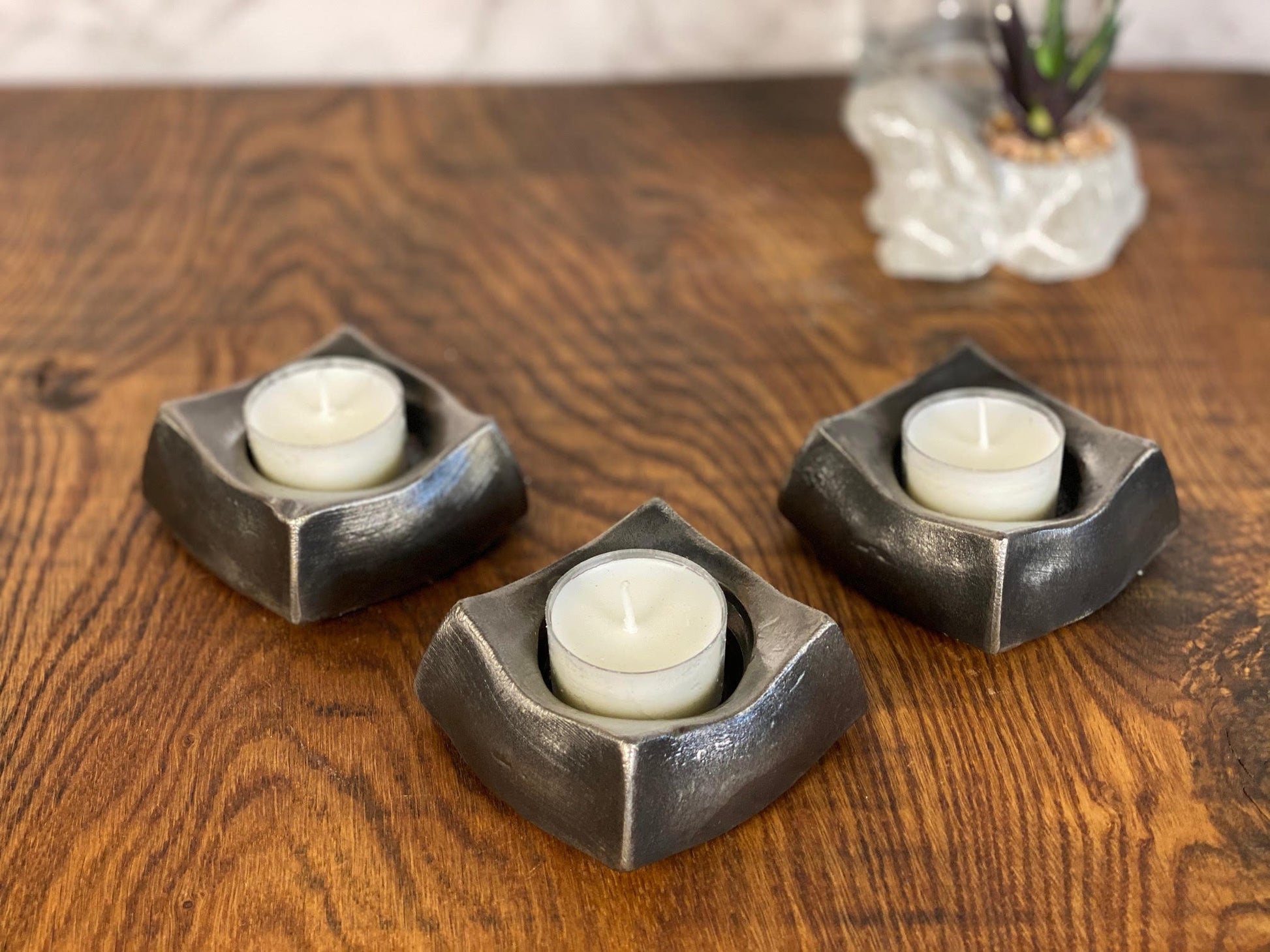 Handmade Candle Holders Tea Light Brushed Steel Modern Home Design Present Gif image 4