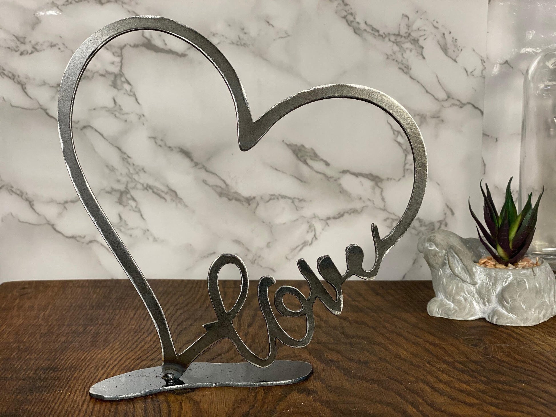Love Sign Love Heart Art Brushed Steel Home Interior Design Present Gift Ideas image 2