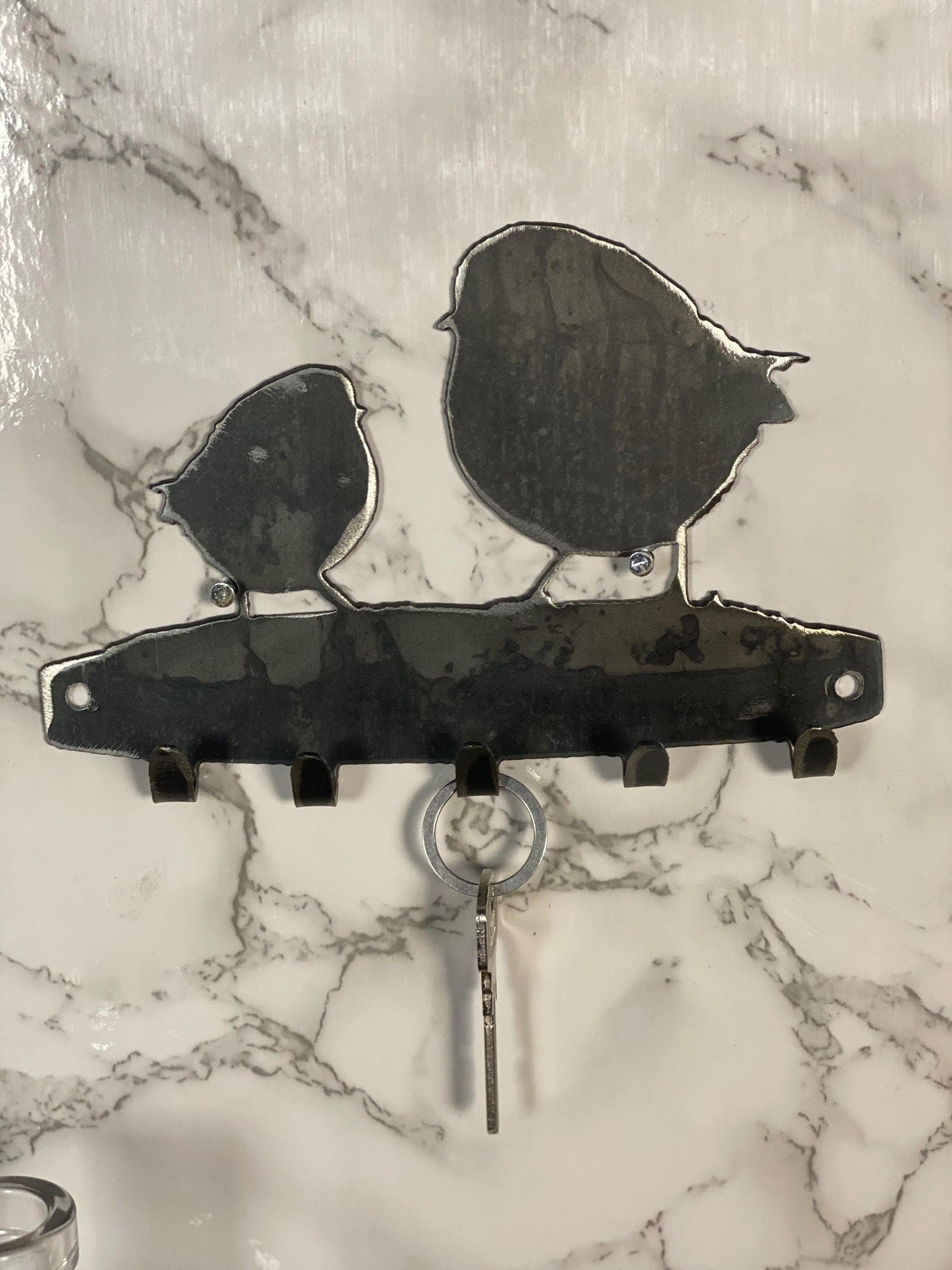Robin And Baby Bird Key Hook Key Rack Brushed Steel Home Design Present Gift I image 0