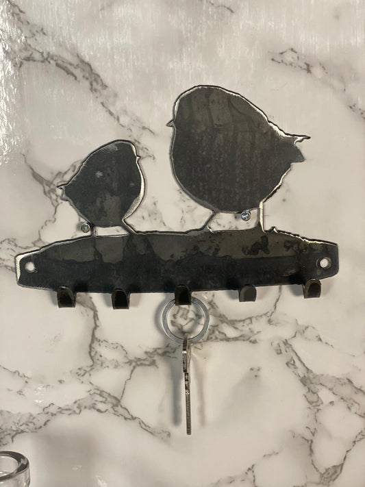 Robin And Baby Bird Key Hook Key Rack Brushed Steel Home Design Present Gift I image 0