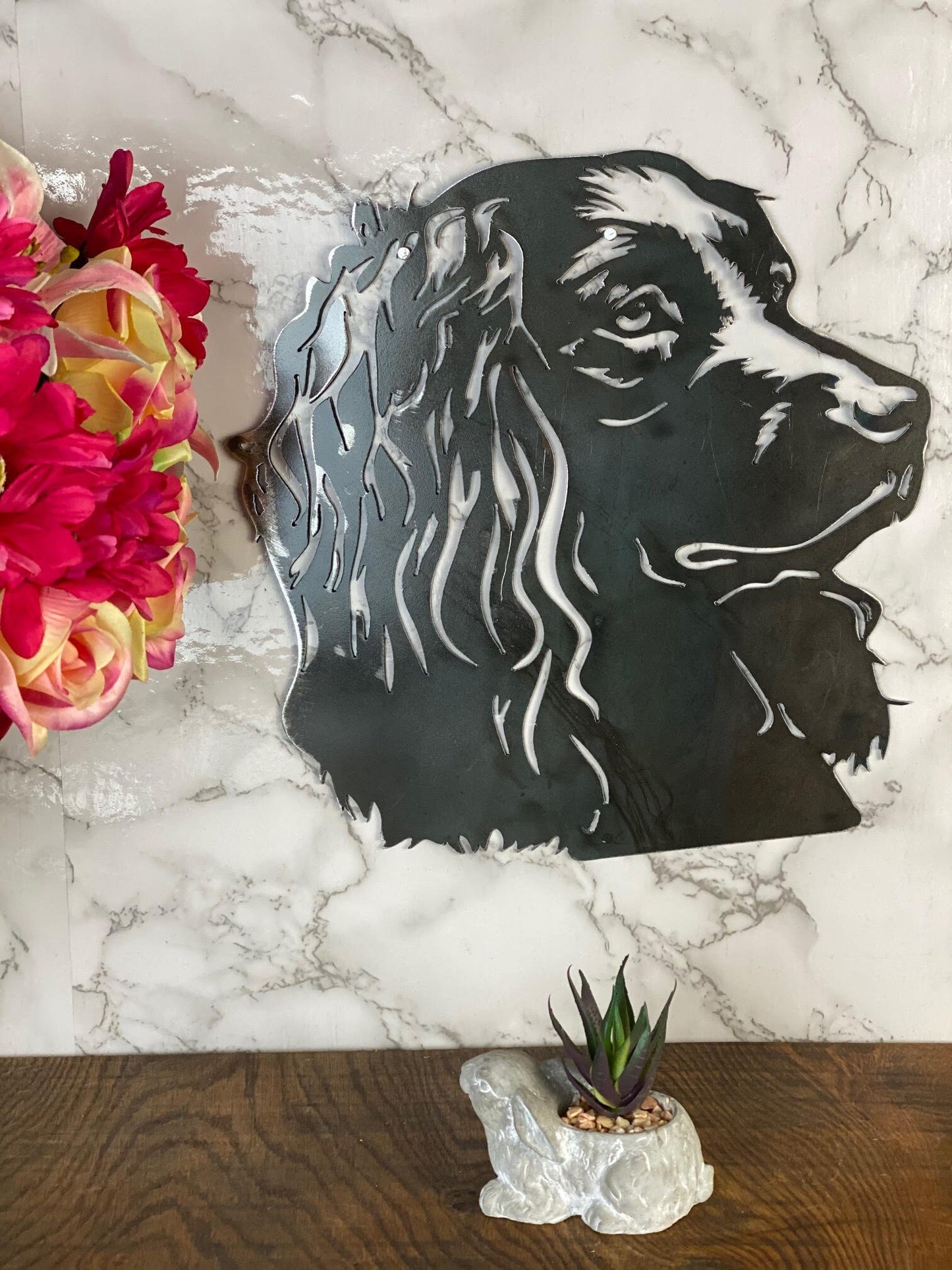 Spaniel Cocker Springer Working Dog Gun Dog Brushed Steel Home Wall Art Interi image 2