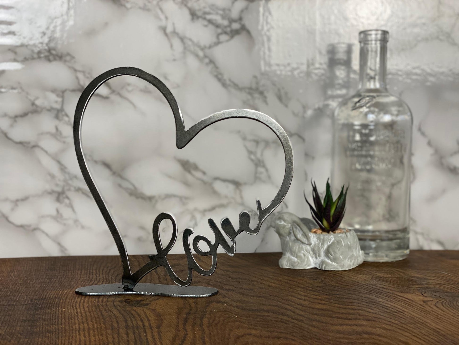 Love Sign Love Heart Art Brushed Steel Home Interior Design Present Gift Ideas image 3