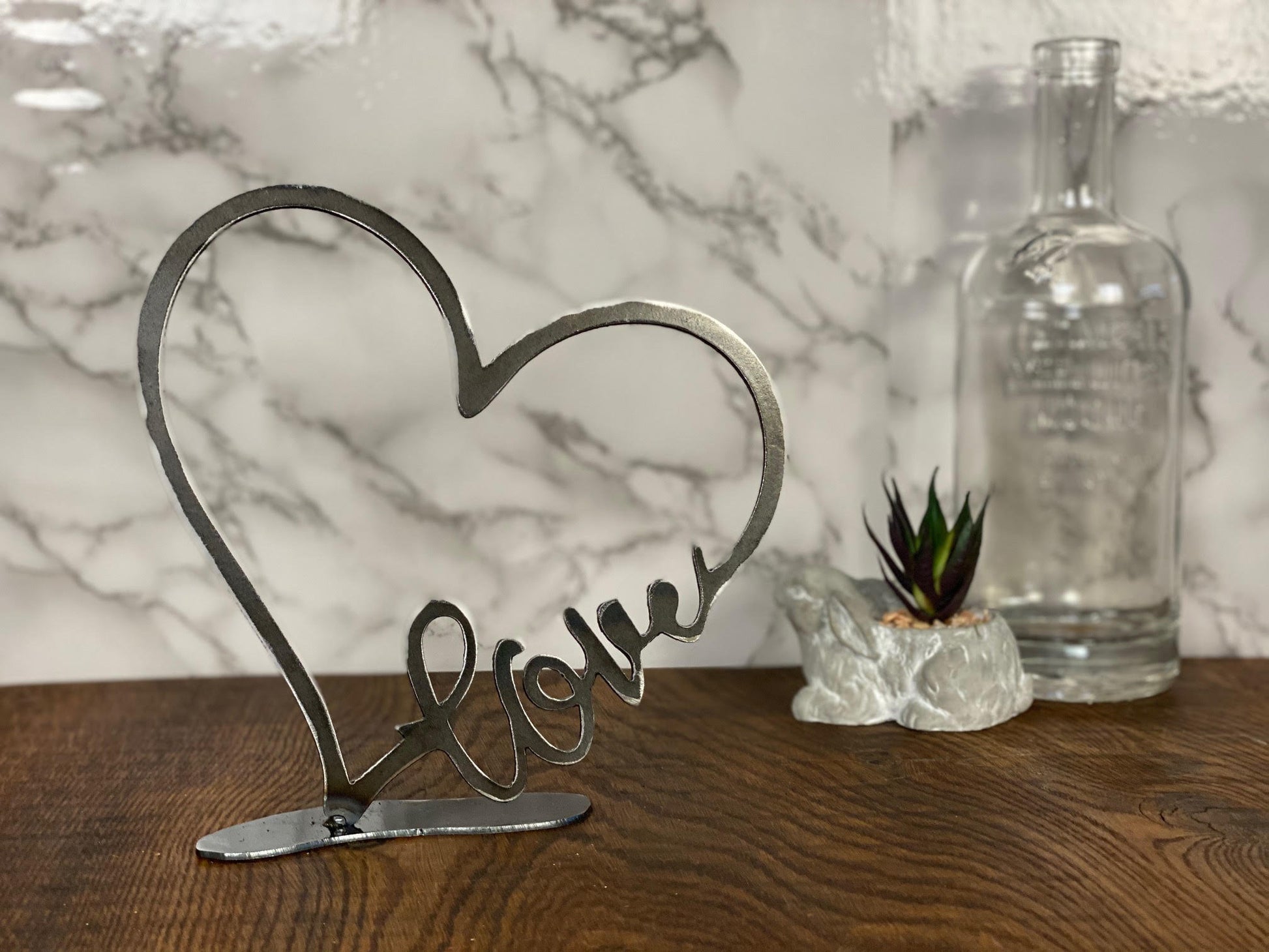 Love Sign Love Heart Art Brushed Steel Home Interior Design Present Gift Ideas image 1
