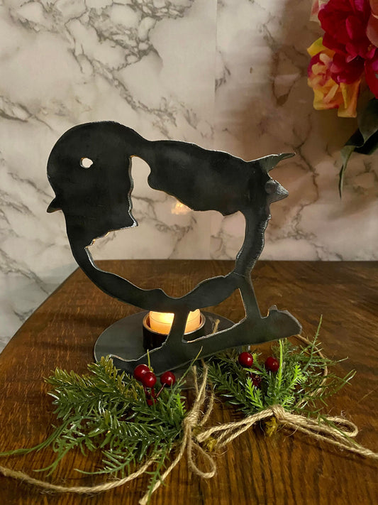 Red Robin Candle Holder Bird Xmas Festive Santa Present  Holiday Candle Gift image 0