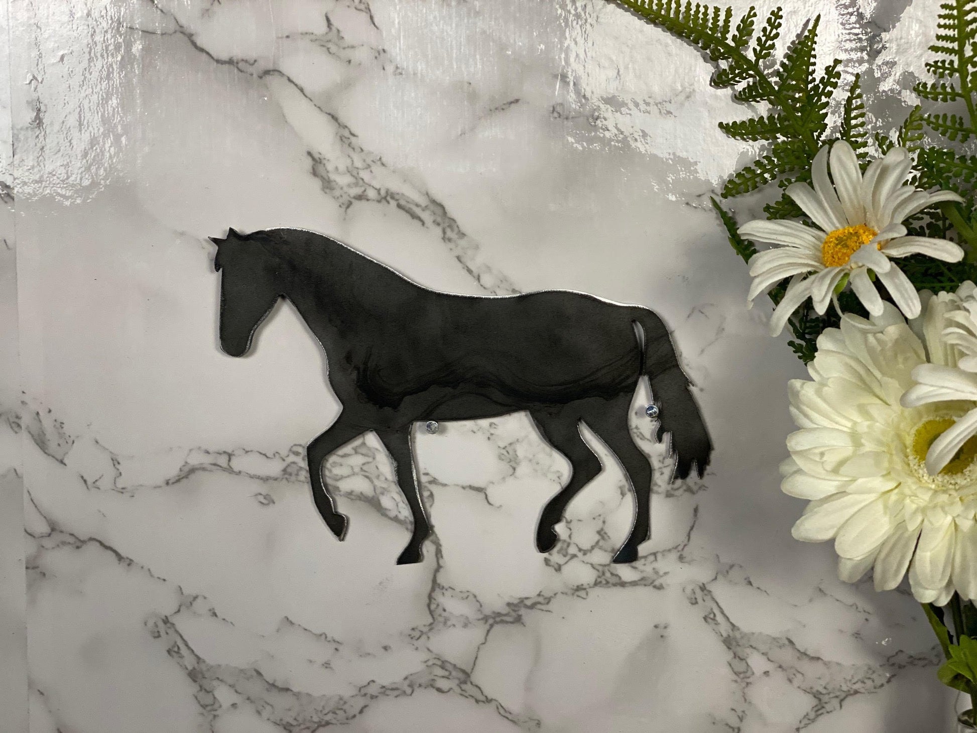 Horse Equine Pony Brushed Steel Wall Art Modern Home Design Present Gift Idea image 0