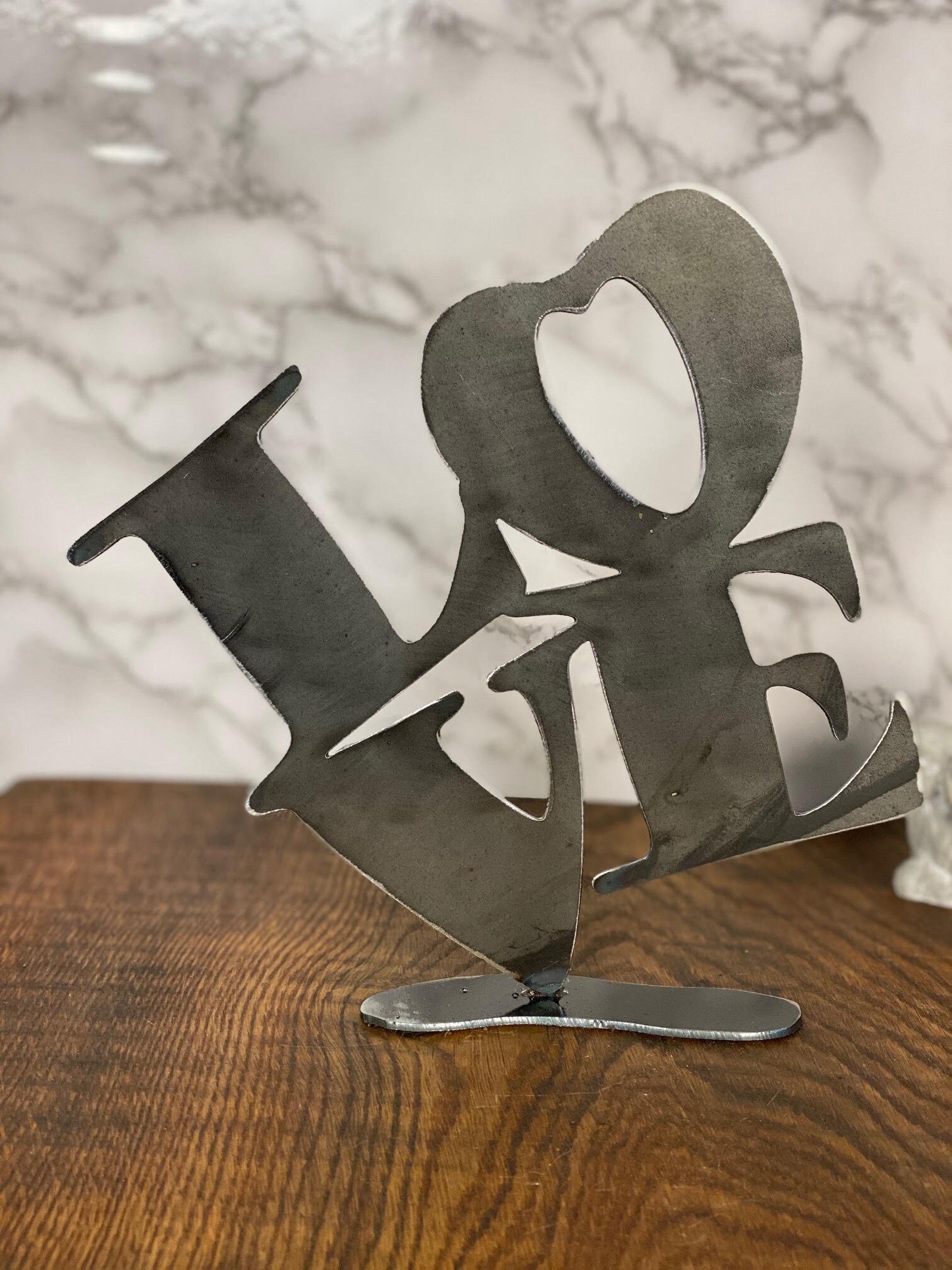 LOVE Love Brushed Steel Art Home Interior Design Present Gift Ideas image 1