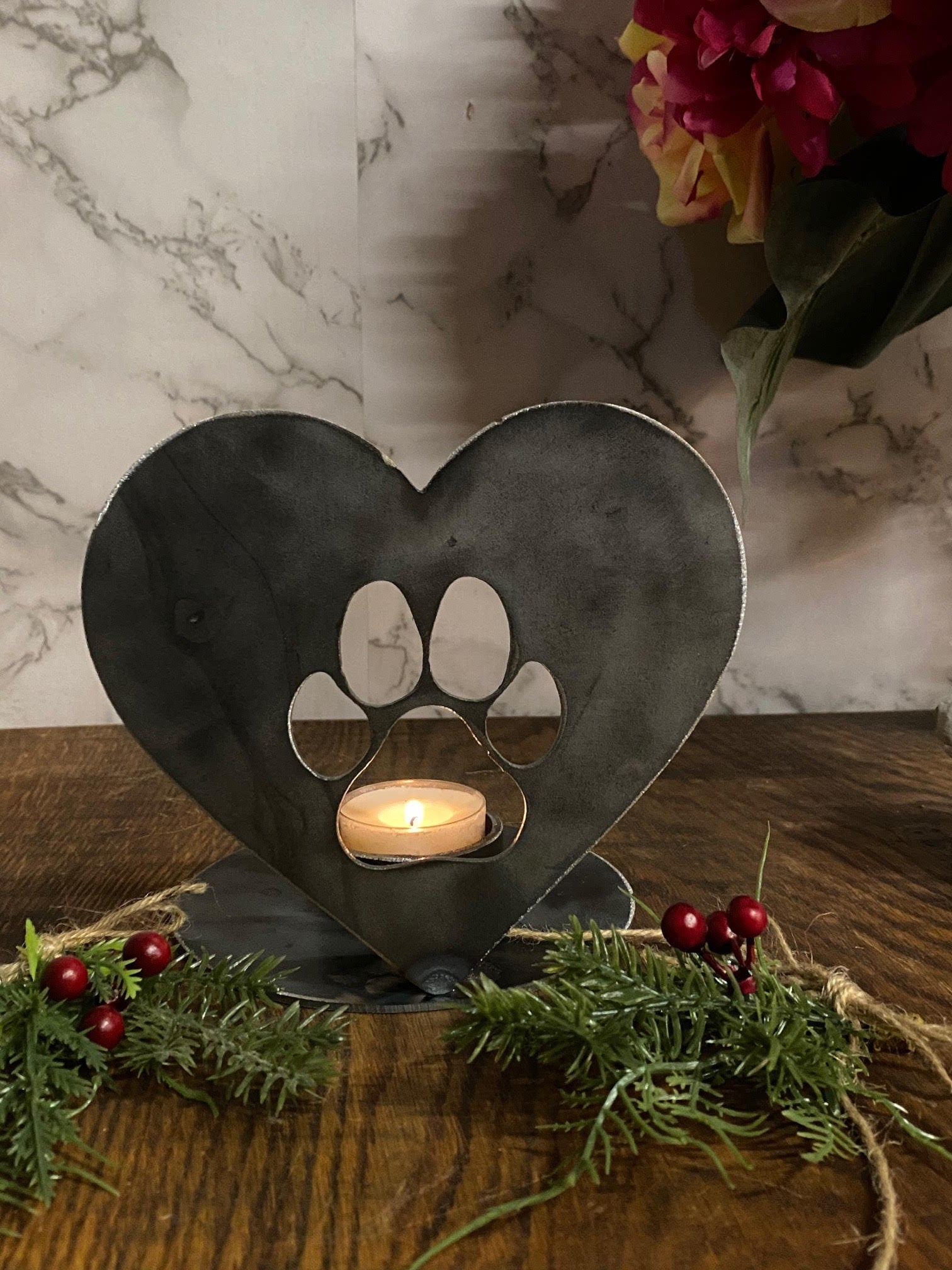 Pet Paw Print Candle Holder Pet Memorial Present Gift Holiday Candle image 4