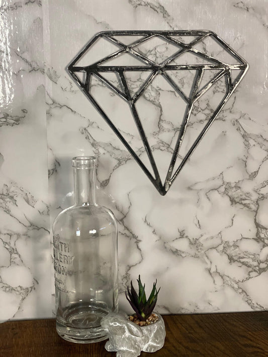 Geometric Diamond Bling Shapes Brushed Steel Wall Art Modern Home Design Prese image 0