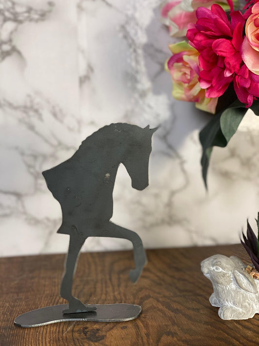 Dressage Horse Pony Equine Equestrian Brushed Steel Metal Art Home Sculpture I image 0