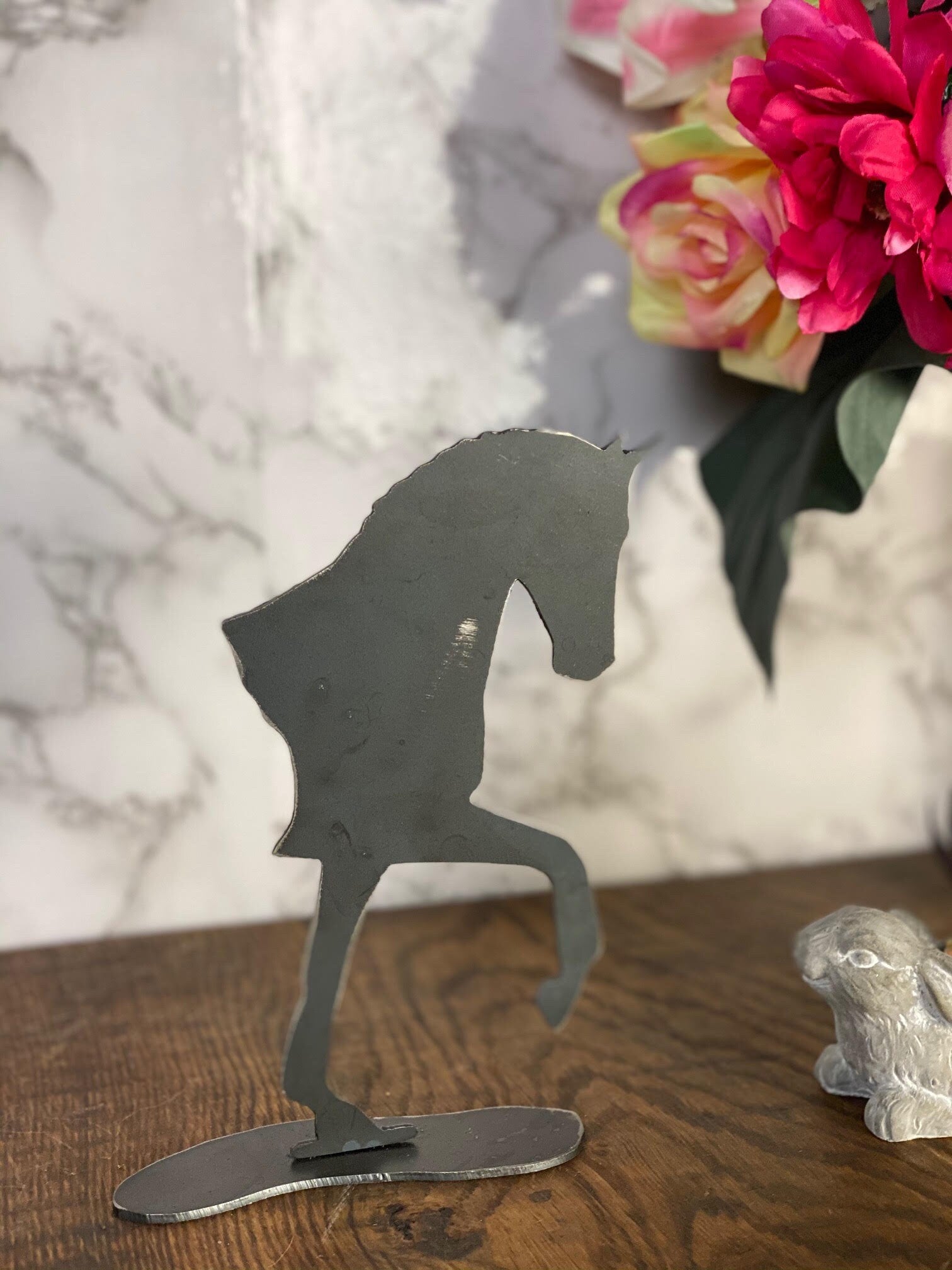 Dressage Horse Pony Equine Equestrian Brushed Steel Metal Art Home Sculpture I image 1