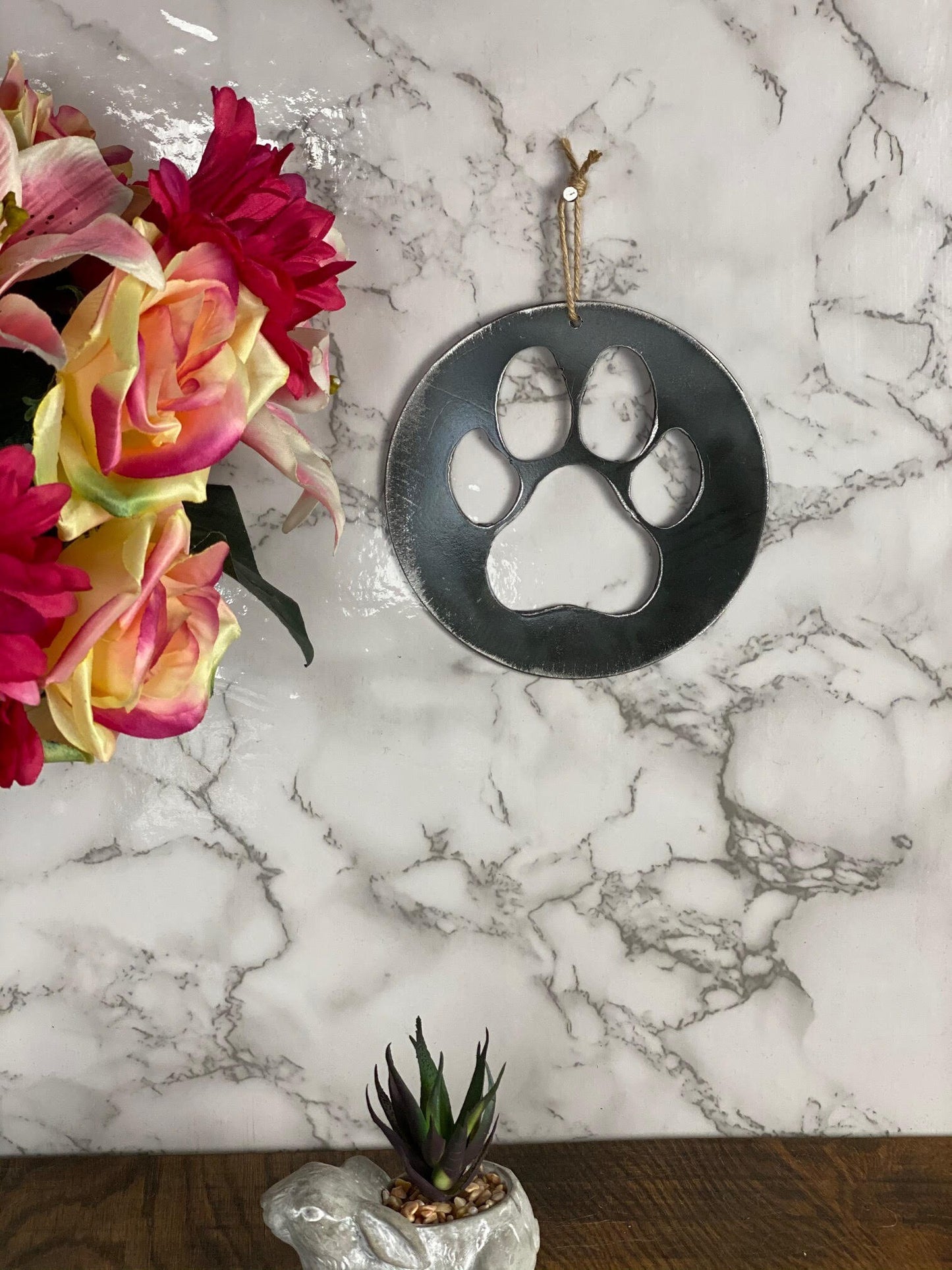 Dog Cat Paw Pet Memorial Brushed Steel Effect Metal Art Wall Hanging Present G image 6