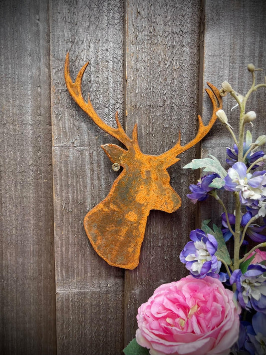 Stag Head Deer Red Stag Hunting Shooting Farm Wildlife Rustic Rusty Garden Art image 0