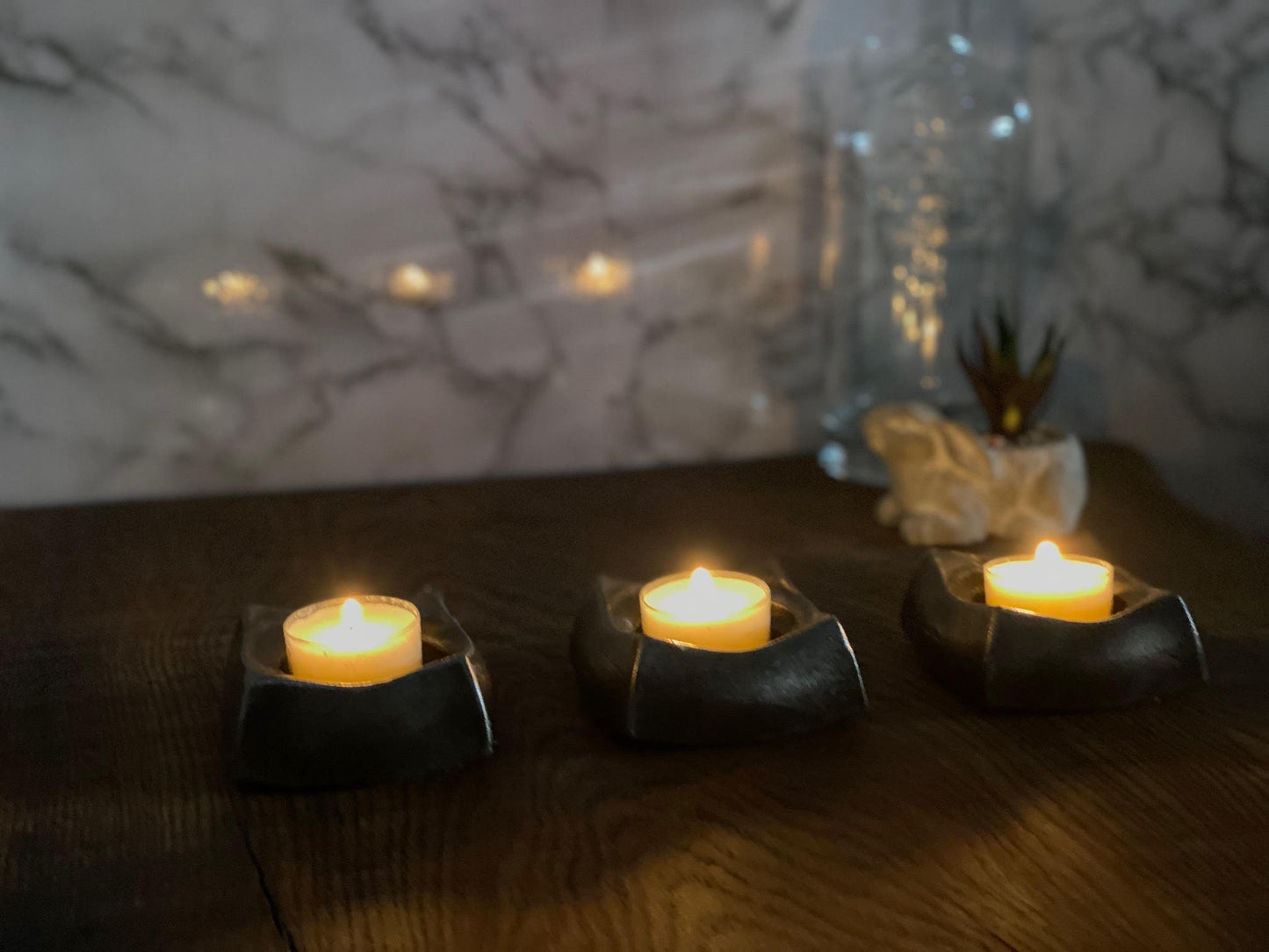 Handmade Candle Holders Tea Light Brushed Steel Modern Home Design Present Gif image 3