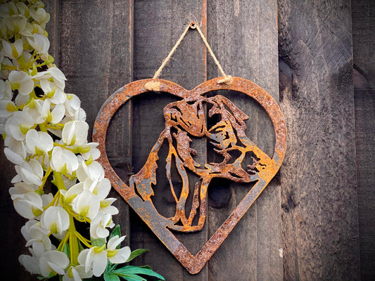 Love Heart Jack Russell Terrier Dog Pet Memorial Rusty Rustic Art Wall Hanging image 0