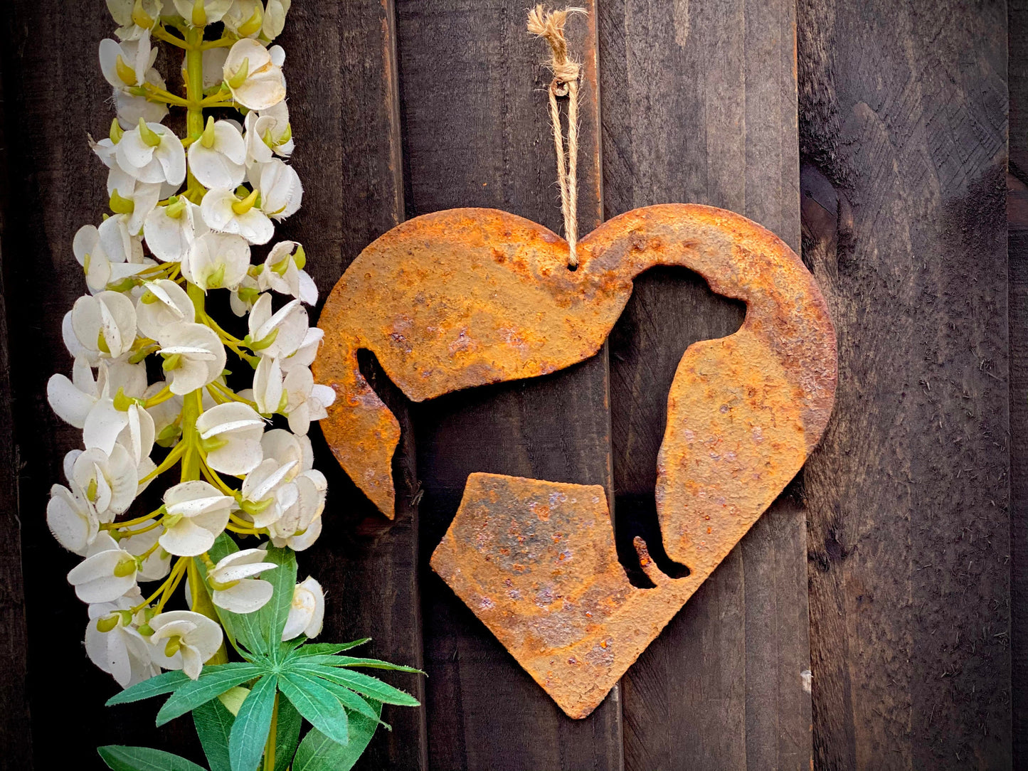 Love Heart Patterdale Terrier Dog Pet Memorial Horse Rusty Rustic Art Wall Han image 0