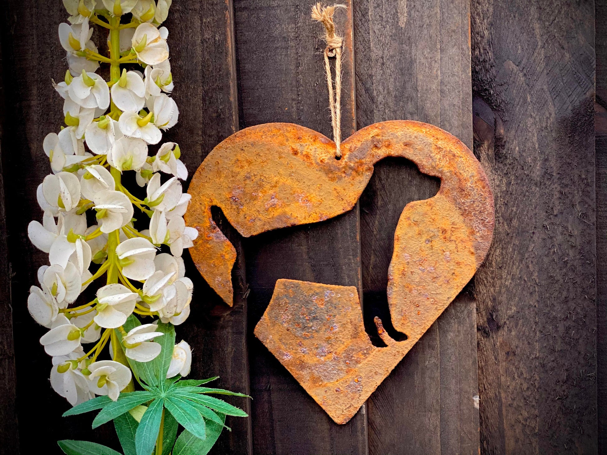 Love Heart Patterdale Terrier Dog Pet Memorial Horse Rusty Rustic Art Wall Han image 0