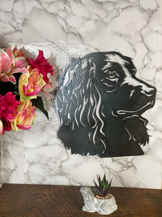 Spaniel Cocker Springer Working Dog Gun Dog Brushed Steel Home Wall Art Interi image 0