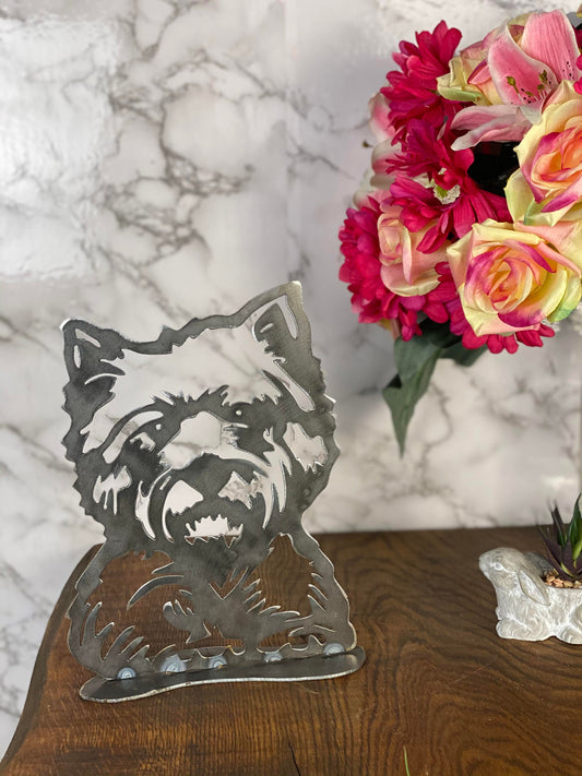 Yorkshire Terrier Westie Dog Pet Memorial Brushed Steel Sculpture Home  Interi image 0