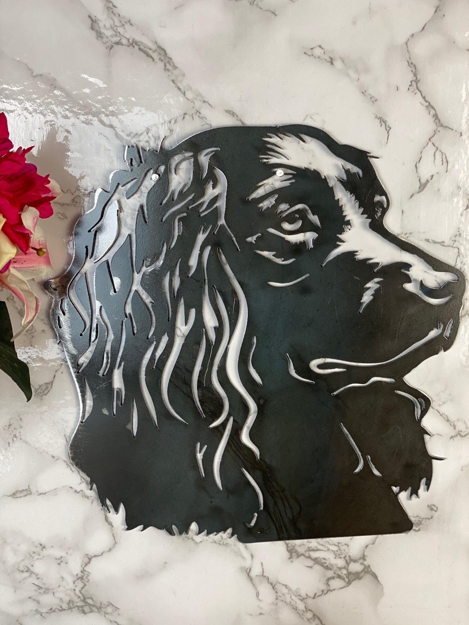 Spaniel Cocker Springer Working Dog Gun Dog Brushed Steel Home Wall Art Interi image 1