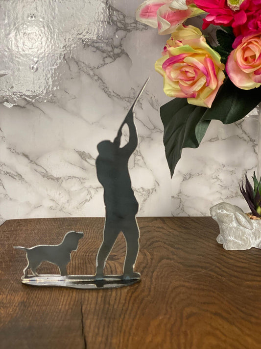 Game Shooting Scene Gun Dog Brushed Steel Home Interior Design Present Gift St image 0