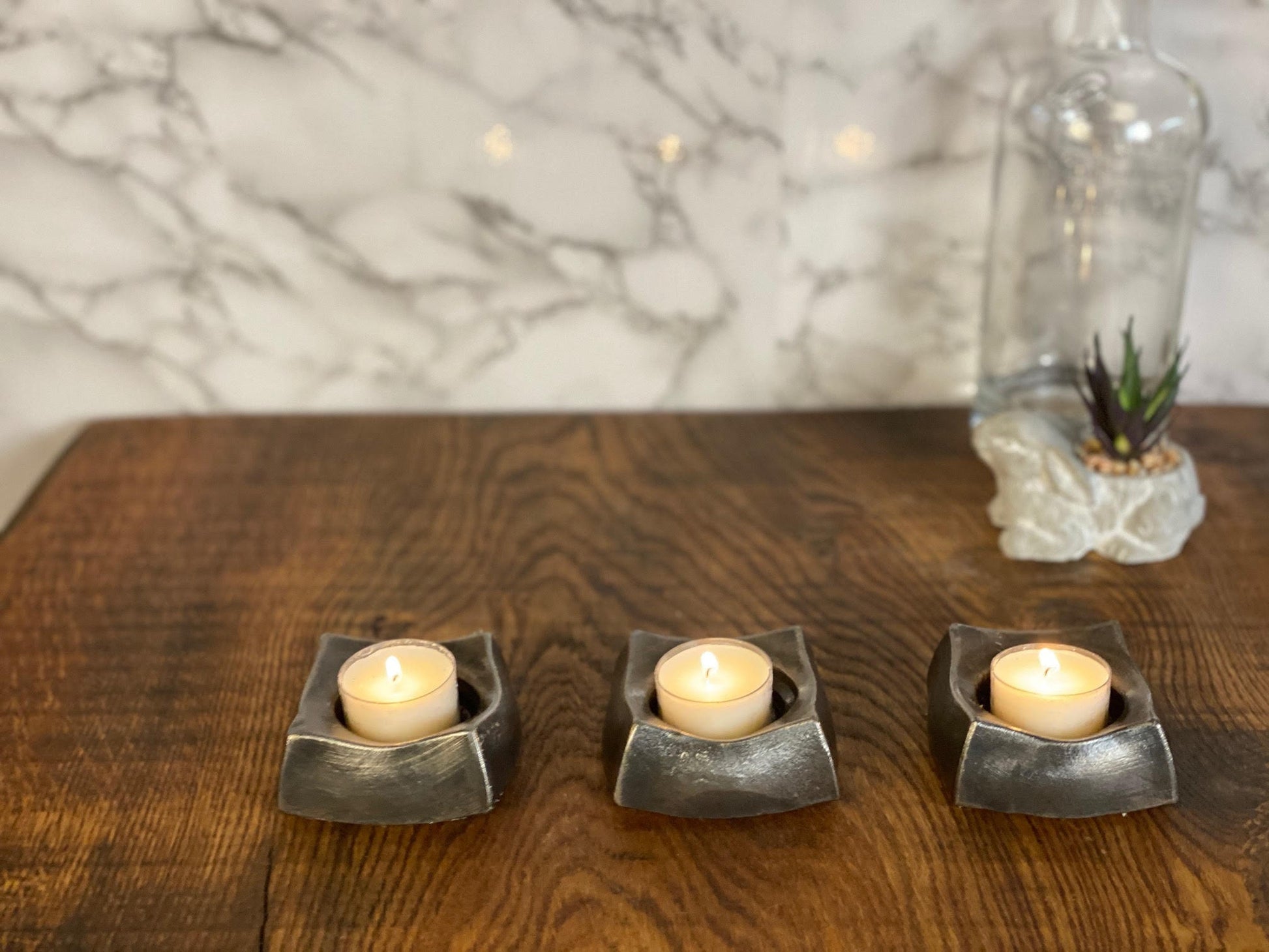 Handmade Candle Holders Tea Light Brushed Steel Modern Home Design Present Gif image 8