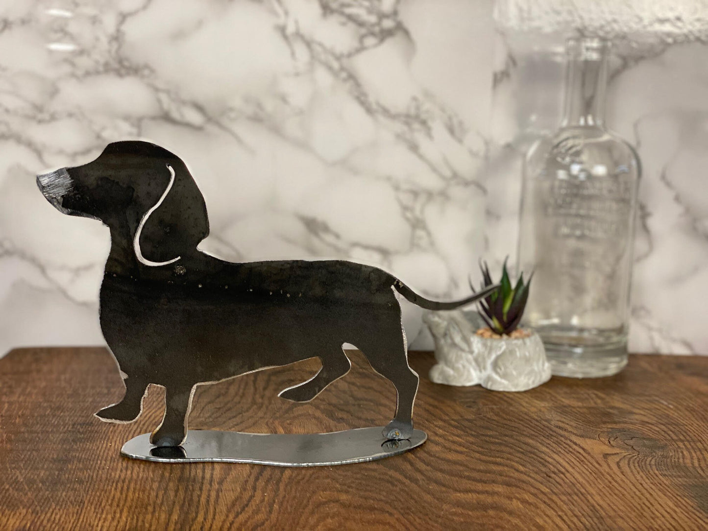 Dachshund Sausage Dog Brushed Steel Art Home Interior Design Present Gift Idea image 1