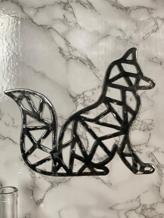 Geometric Fox Hunting Shapes Brushed Steel Wall Art Modern Home Design Present image 0