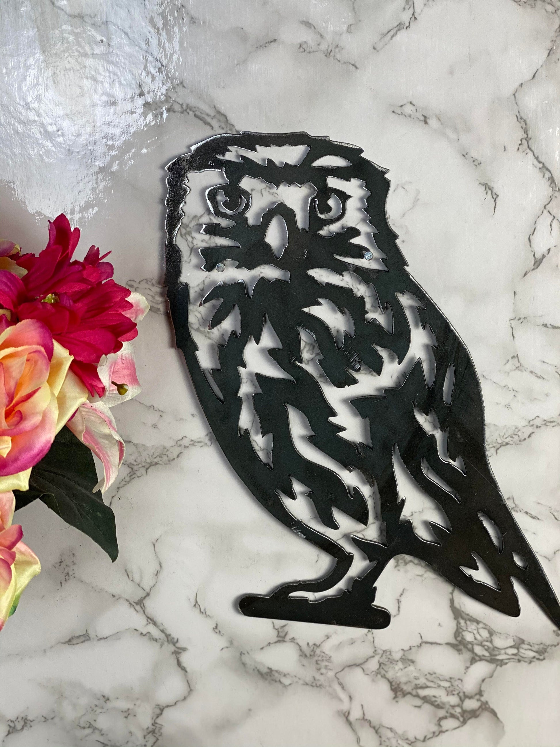 Little Owl Tawny Owl Barn Owl Wildlife Brushed Steel Home Wall Art Interior De image 1