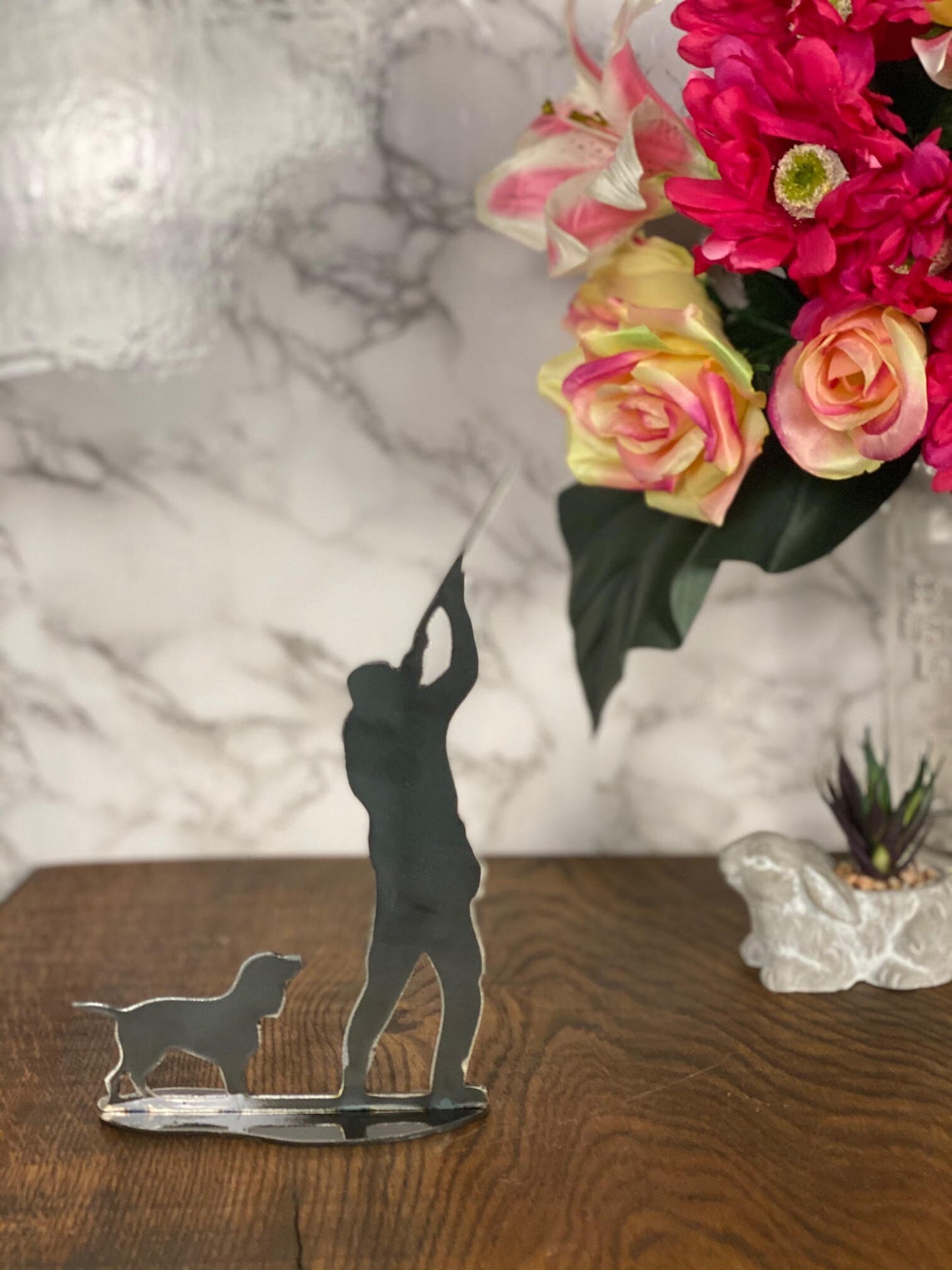 Game Shooting Scene Gun Dog Brushed Steel Home Interior Design Present Gift St image 2