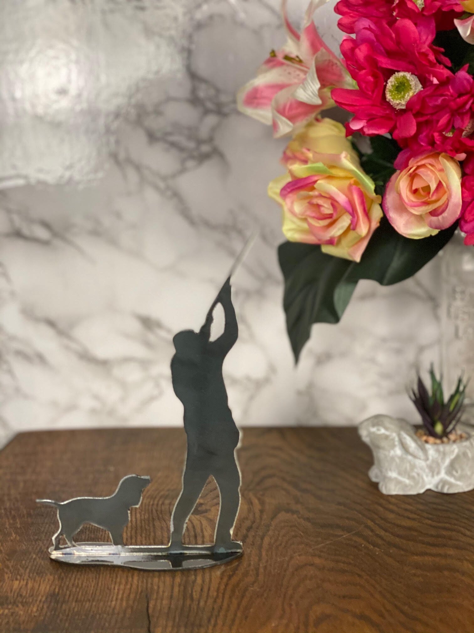 Game Shooting Scene Gun Dog Brushed Steel Home Interior Design Present Gift St image 2